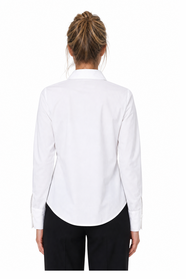 Mikael Aghal Women's Tie-Neck Long-Sleeve Cotton Poplin Shirt in White