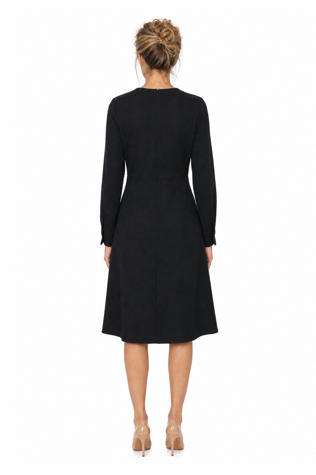 Mikael Aghal Women's Crystal-Embellished Long-Sleeve Midi Dress in Black