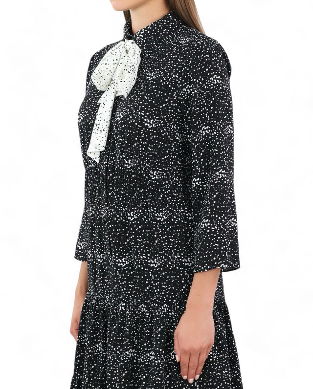 Mikael Aghal Black and White Polka Dot Bow Dress