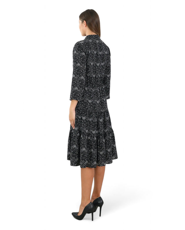 Mikael Aghal Black and White Polka Dot Bow Dress