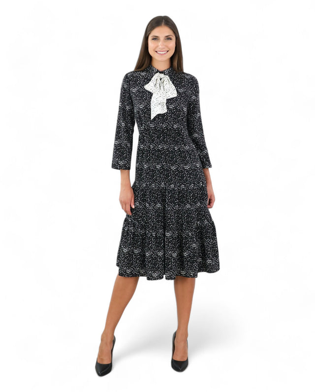 Mikael Aghal Black and White Polka Dot Bow Dress