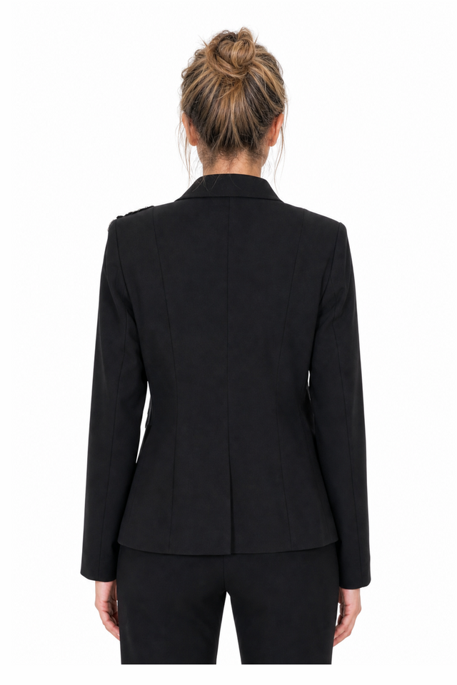 Mikael Aghal Women's Crystal Embellished Single-Button Blazer in Black