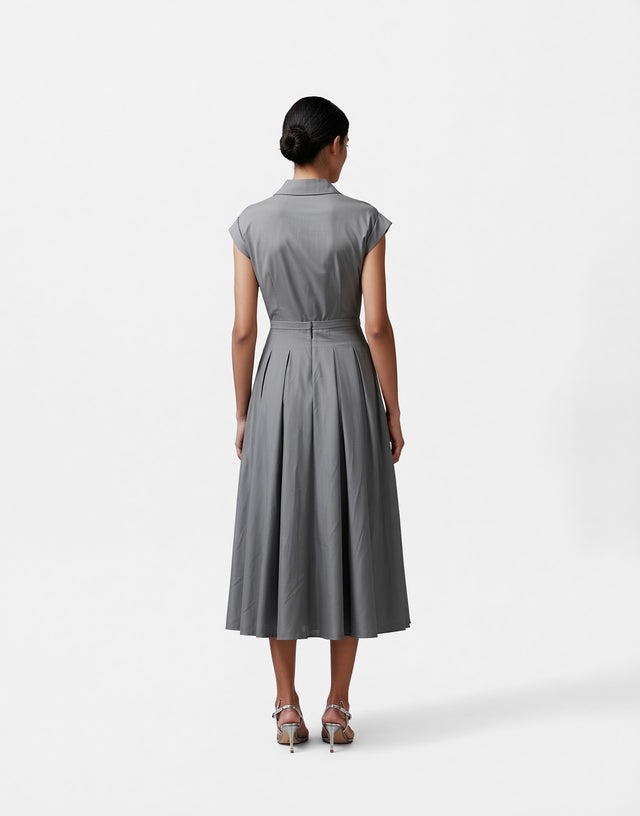 Mikael Aghal Grey A-Line Midi Skirt