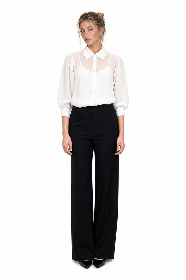 Mikael Aghal women's high-waisted wide-leg tailored trousers in black