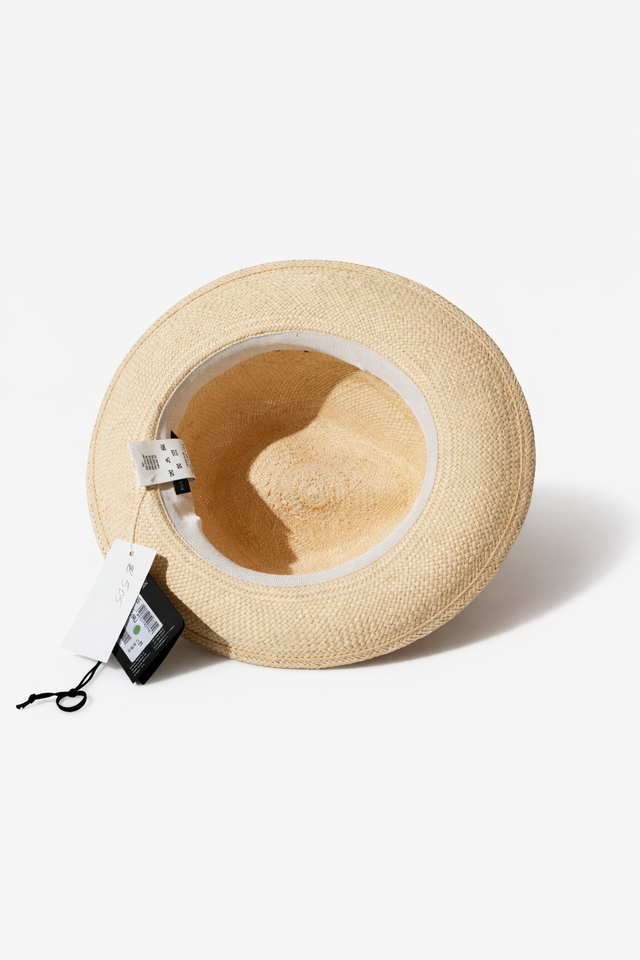 Fabiana Filippi Natural Straw Hat with Black Grosgrain Band