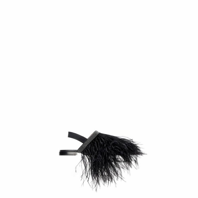 Fabiana Filippi Black Feather-Embellished Sandals