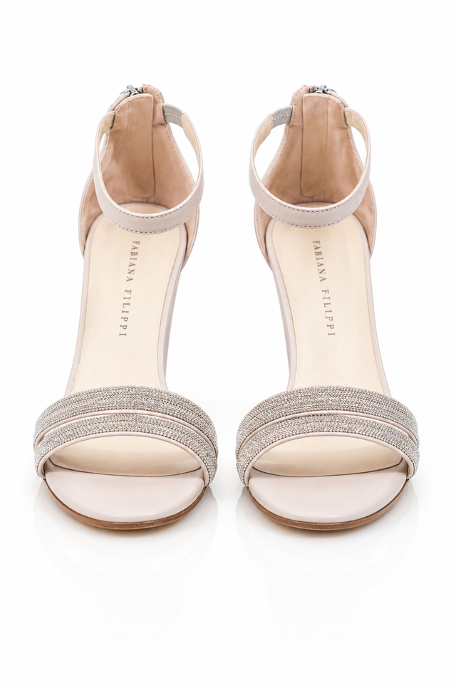 Fabiana Filippi Crystal-Embellished Wedge Sandals Blush
