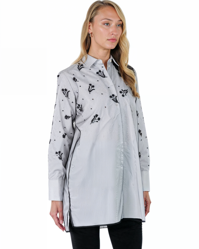 Valentino Sheer Embroidered Tunic Shirt