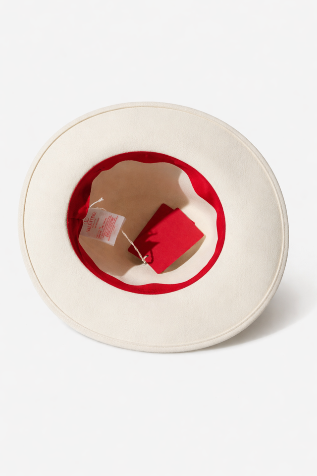 Valentino Garavani VLogo Signature Wide-Brim Wool Felt Hat – Ivory