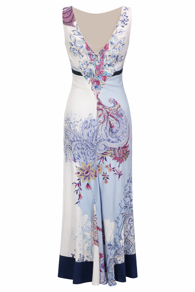 Etro Printed Sleeveless Maxi Dress with Paisley & Floral Motif