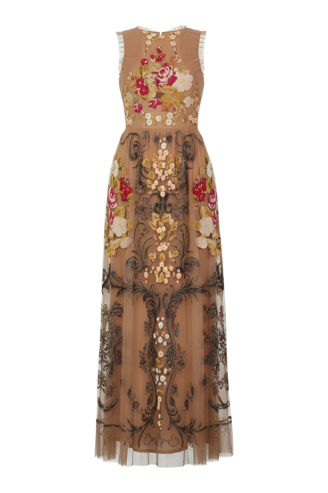Valentino Embroidered Floral Tulle Gown