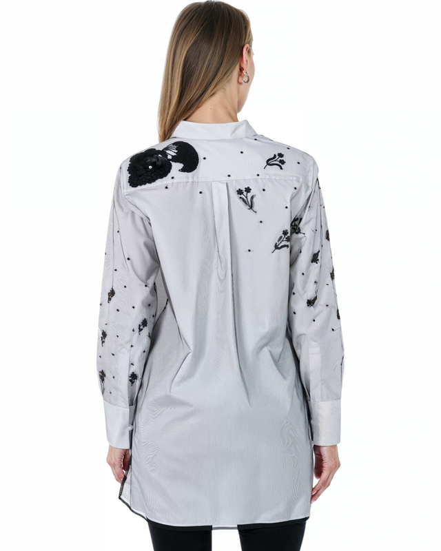 Valentino Sheer Embroidered Tunic Shirt