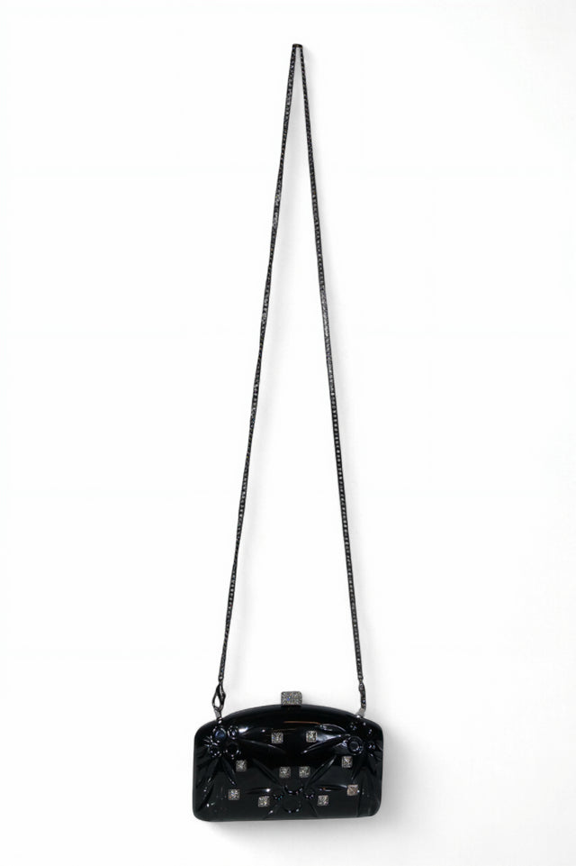 Vintage-Style Tortoiseshell Clutch with Stud Detailing