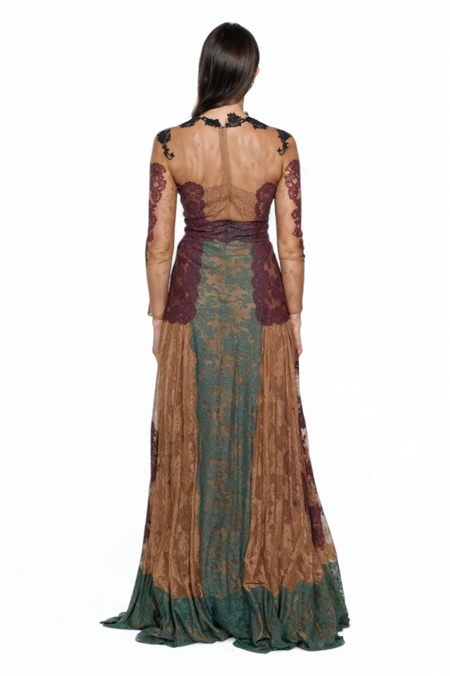 Valentino Multicolor Lace Evening Gown