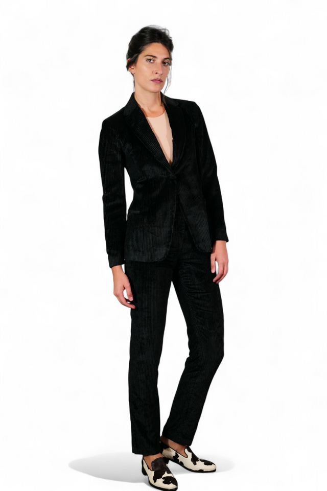 Fabiana Filippi Velvet Pinstripe Blazer — Black