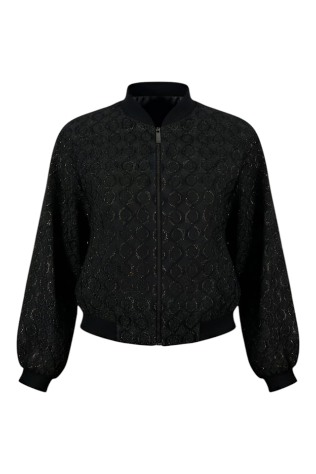 Fabiana Filippi Textured Jacquard Bomber Jacket — Black