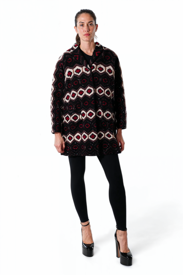 Valentino Geometric Pattern Wool Coat