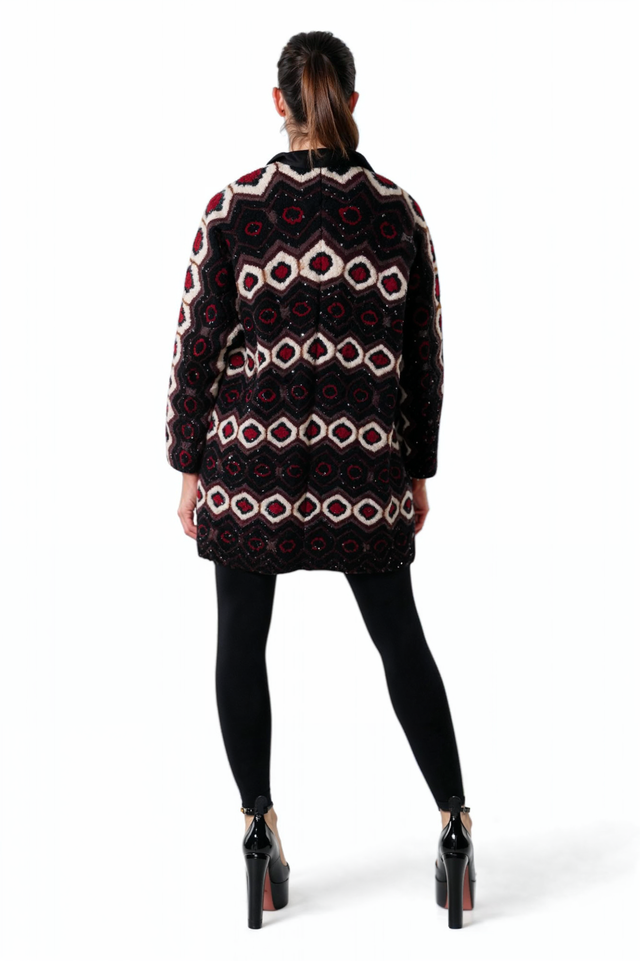 Valentino Geometric Pattern Wool Coat