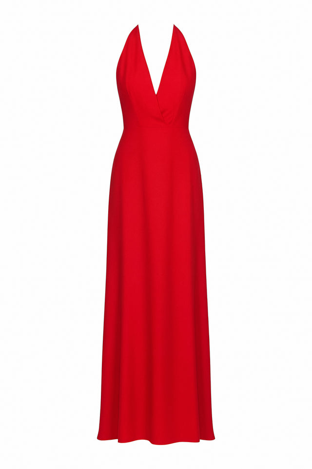 Valentino Red Halter-Neck Evening Gown