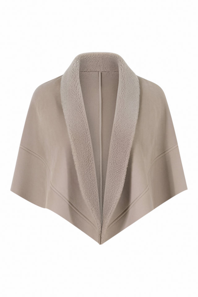 Valentino Taupe Shearling Cape with Shawl Collar