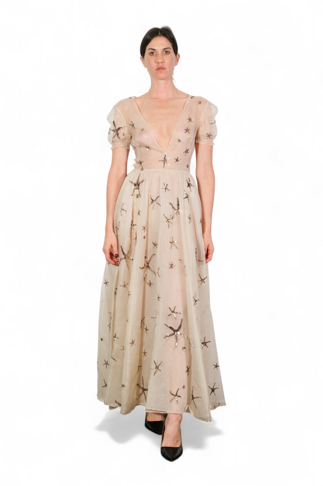 Valentino Embellished Starfish Tulle Gown