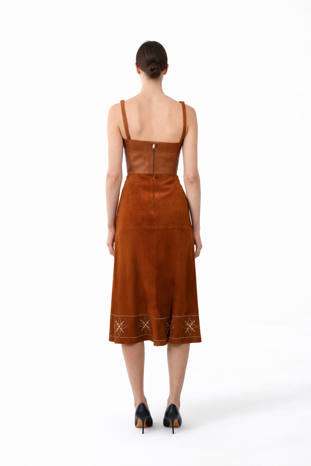 Valentin Leather Crop Bustier Top – Brown