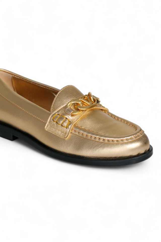 Valentino Garavani Metallic Gold Loafers