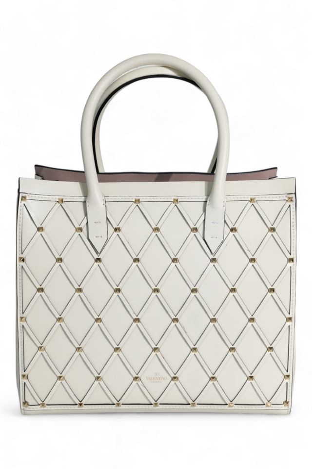 Valentino Garavani Ivory Quilted Tote Bag