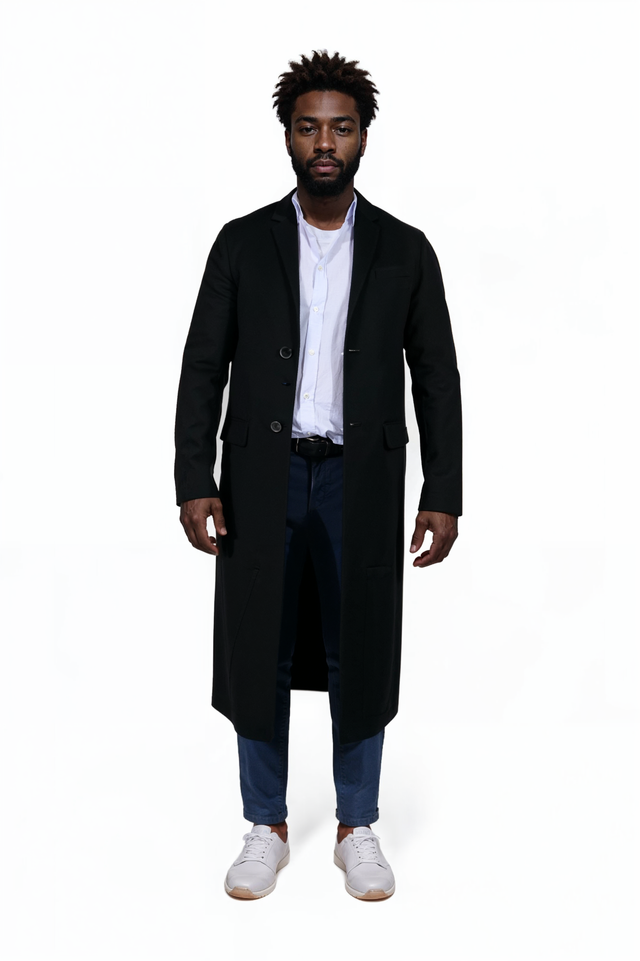 Valentino Black Wool Tailored Overcoat