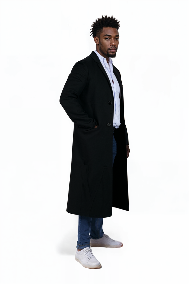 Valentino Black Wool Tailored Overcoat