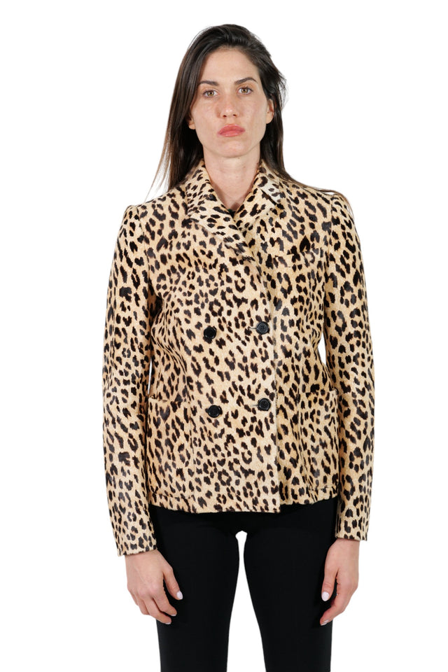 Valentino Leopard Print Double-Breasted Jacket