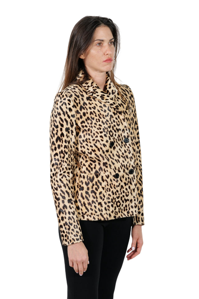 Valentino Leopard Print Double-Breasted Jacket