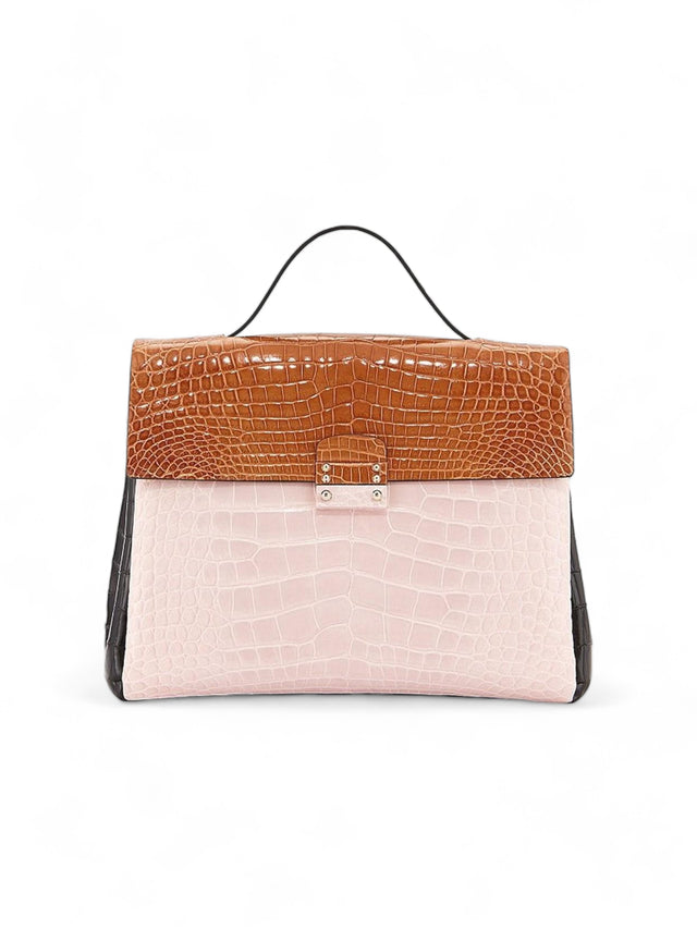 Valentino Garavani Two-Tone Crocodile-Embossed Leather Tote