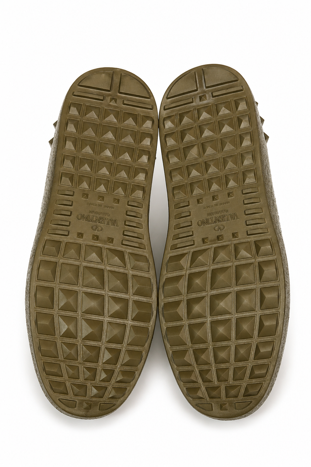 Valentino Garavani Printed Canvas Slip-On Sneakers with Rockstud Detail