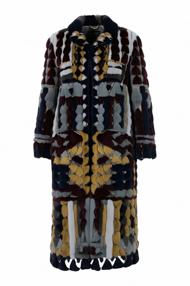 Valentino Patchwork Multi-Color Mink Fur Long Coat