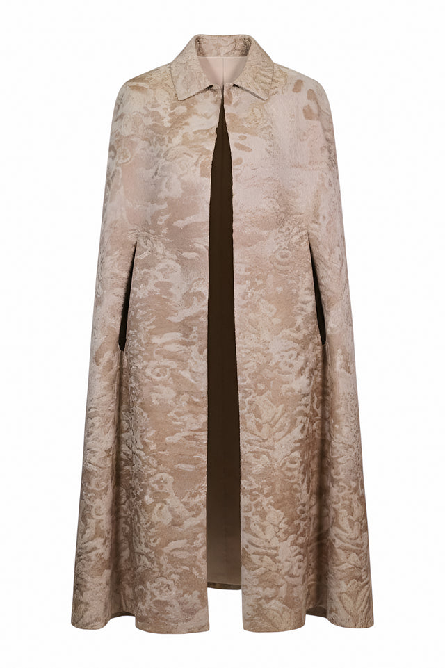 Valentino Silk-Blend Textured Long Cape