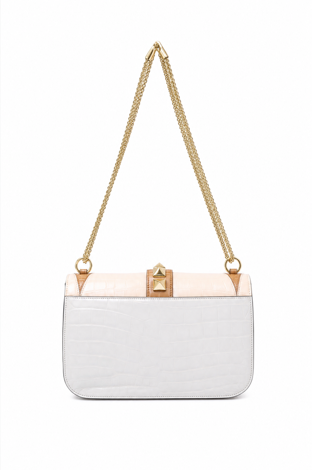 Valentino Garavani Glam Lock Medium Genuine Crocodile Patchwork Bag
