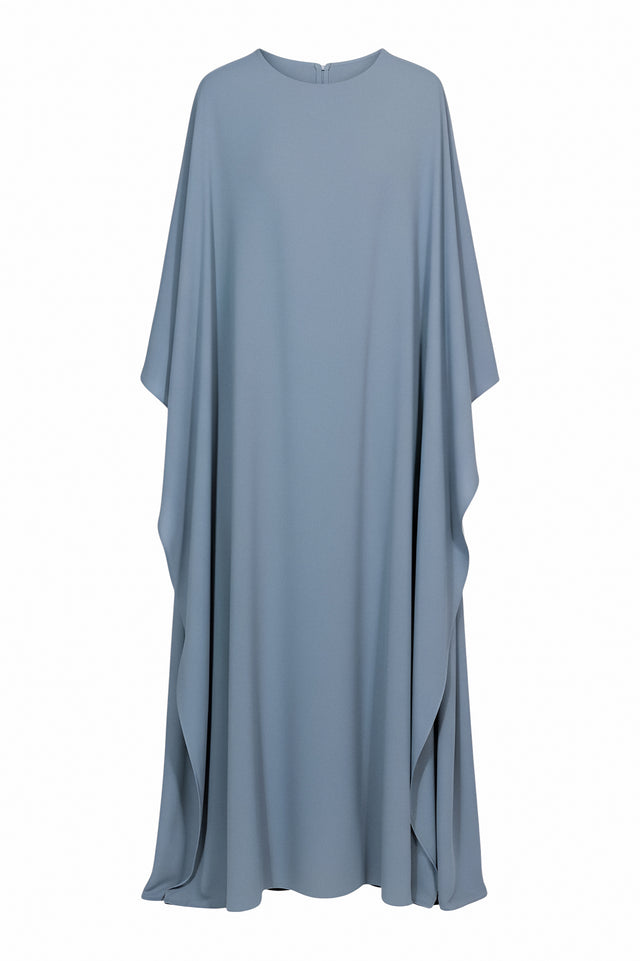 Valentino Draped Caftan Gown in Slate Blue