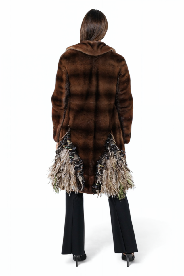 Valentino Mink Coat with Feather Embellishments