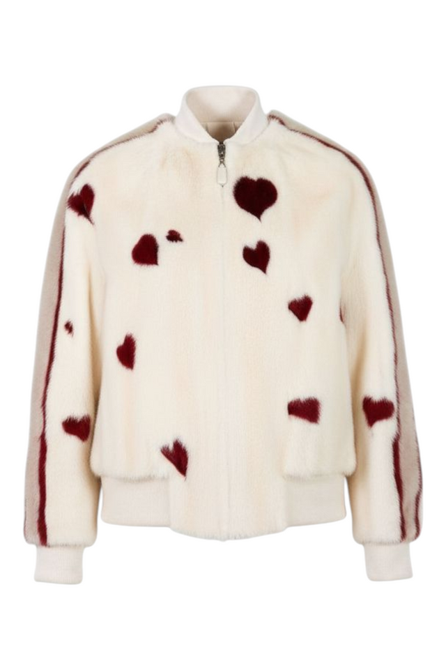 Valentino Heart-Motif Mink Bomber Jacket