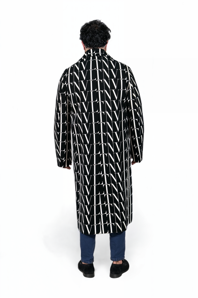 Valentino All-Over VLTN Monogram Wool Trench Coat