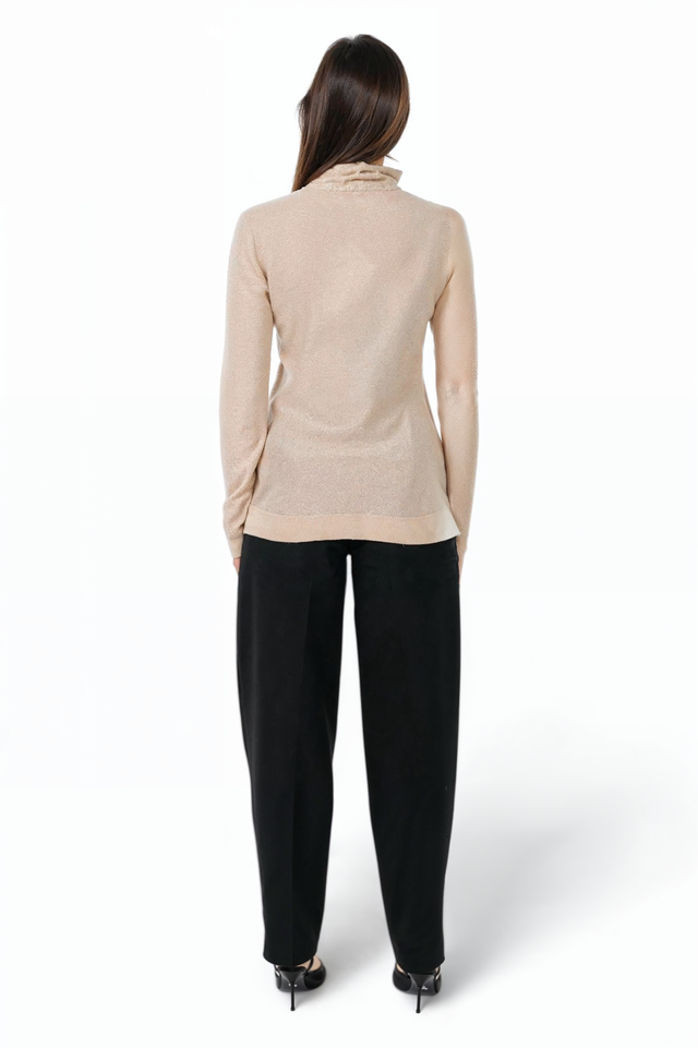 Fabiana Filippi Shimmering Light Beige Turtleneck Sweater