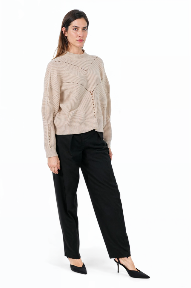 Fabiana Filippi Textured Knit Sweater in Light Taupe