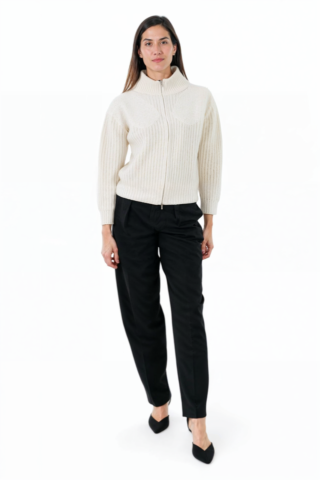 Fabiana Filippi Ribbed Zip-Up Sweater - Ivory