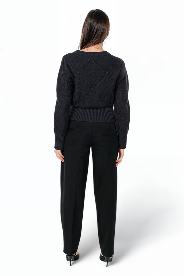 Fabiana Filippi Charcoal Diamond-Knit Sweater