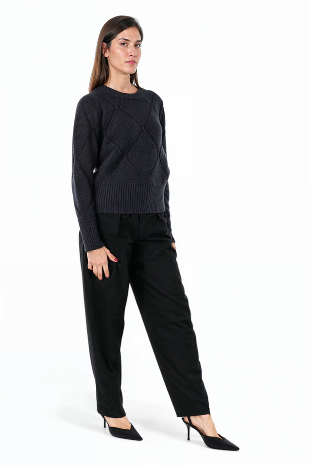 Fabiana Filippi Charcoal Diamond-Knit Sweater