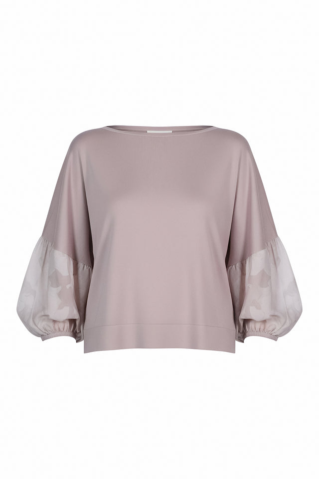 Fabiana Filippi Mauve Knit Top with Organza Cuff