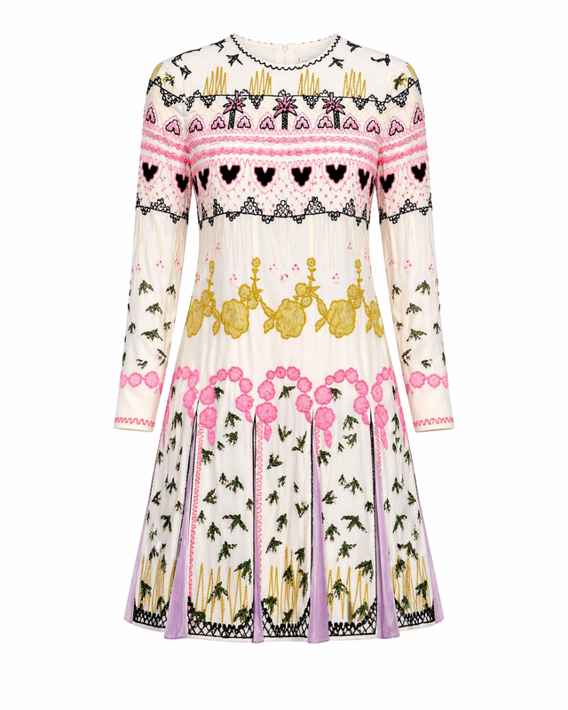 Valentino Embroidered Mini Dress with Multicolor Motif