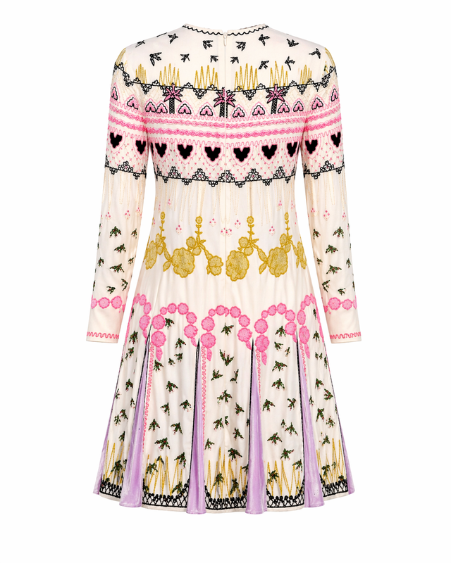 Valentino Embroidered Mini Dress with Multicolor Motif