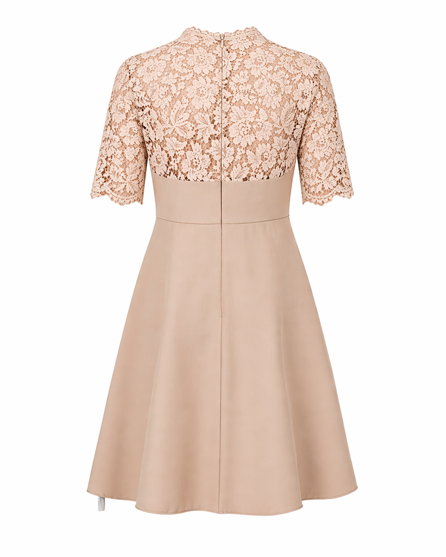Valentino Lace Panel Mini Dress in Beige